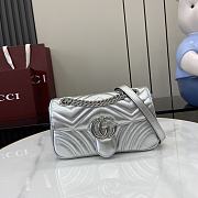 Fortok Gucci GG Marmont Mini Bag Silver Leather 446744 22x13x6cm - 1