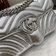 Fortok Gucci GG Marmont Mini Bag Silver Leather 446744 22x13x6cm - 3