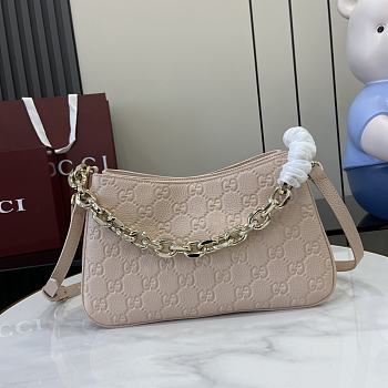 Fortok Gucci GG Emblem Small Shoulder Bag Light Pink 815263 29x17x10cm