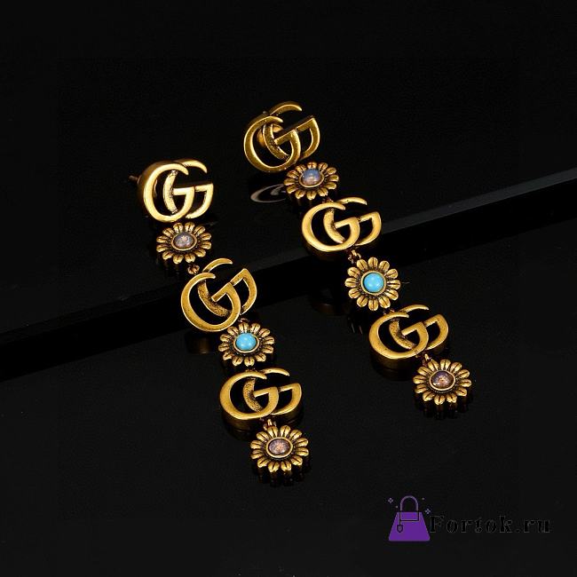 Fortok Gucci Double G Floral Dangling Earrings - 1