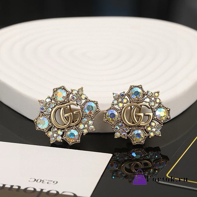 Fortok Gucci Floral Colorful Diamond Earrings - 1