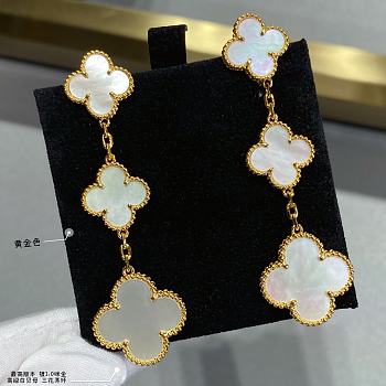 Fortok Van Cleef & Arpels  Three White Four-leaf Clover Earrings in Gold / Silver