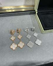 Fortok Van Cleef & Arpels Three Diamond Four-leaf Clover Earrings in Rose Gold / Silver - 6