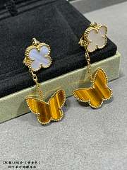 Fortok Van Cleef & Arpels White four-leaf clover & Giold Butterfly Earrings - 6