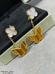 Fortok Van Cleef & Arpels White four-leaf clover & Giold Butterfly Earrings - 5