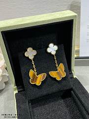 Fortok Van Cleef & Arpels White four-leaf clover & Giold Butterfly Earrings - 3