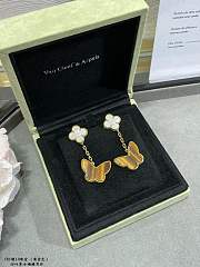Fortok Van Cleef & Arpels White four-leaf clover & Giold Butterfly Earrings - 2