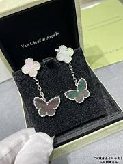 Fortok Van Cleef & Arpels White four-leaf clover & Black Butterfly Earrings in Gold / Silver - 1