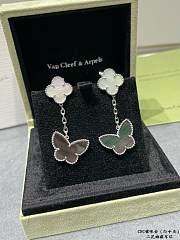 Fortok Van Cleef & Arpels White four-leaf clover & Black Butterfly Earrings in Gold / Silver - 5
