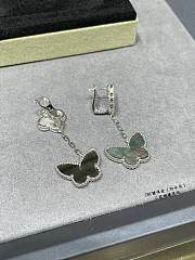 Fortok Van Cleef & Arpels White four-leaf clover & Black Butterfly Earrings in Gold / Silver - 3