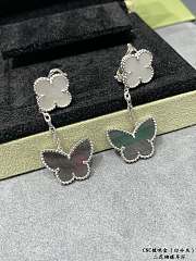 Fortok Van Cleef & Arpels White four-leaf clover & Black Butterfly Earrings in Gold / Silver - 2