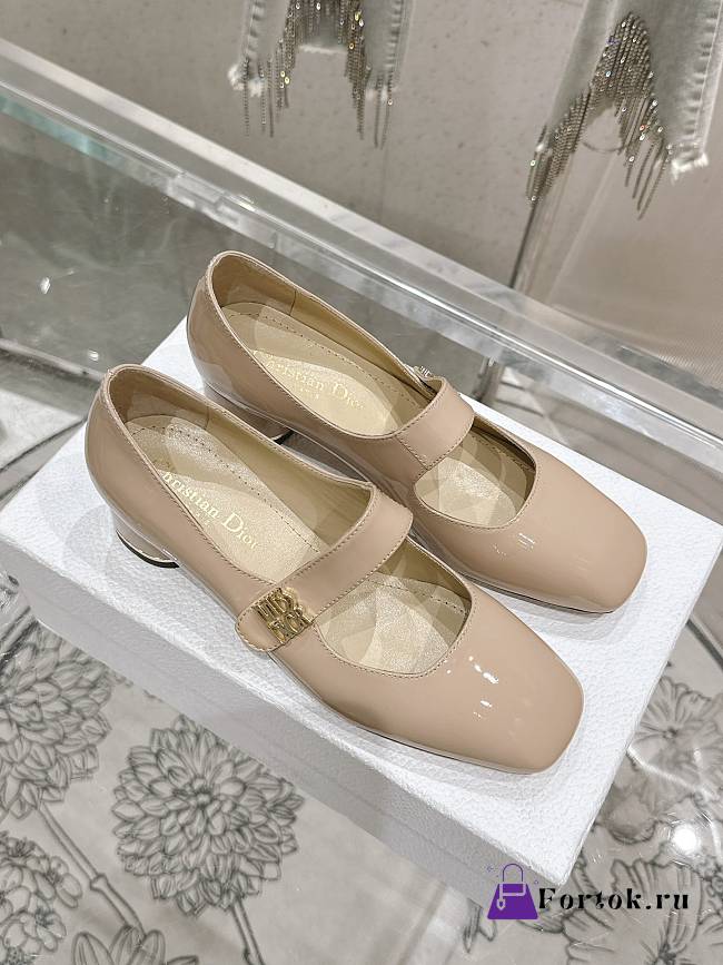 Fortok Dior Miss Dior Ballet Pumps Beige Patent Leather - 1