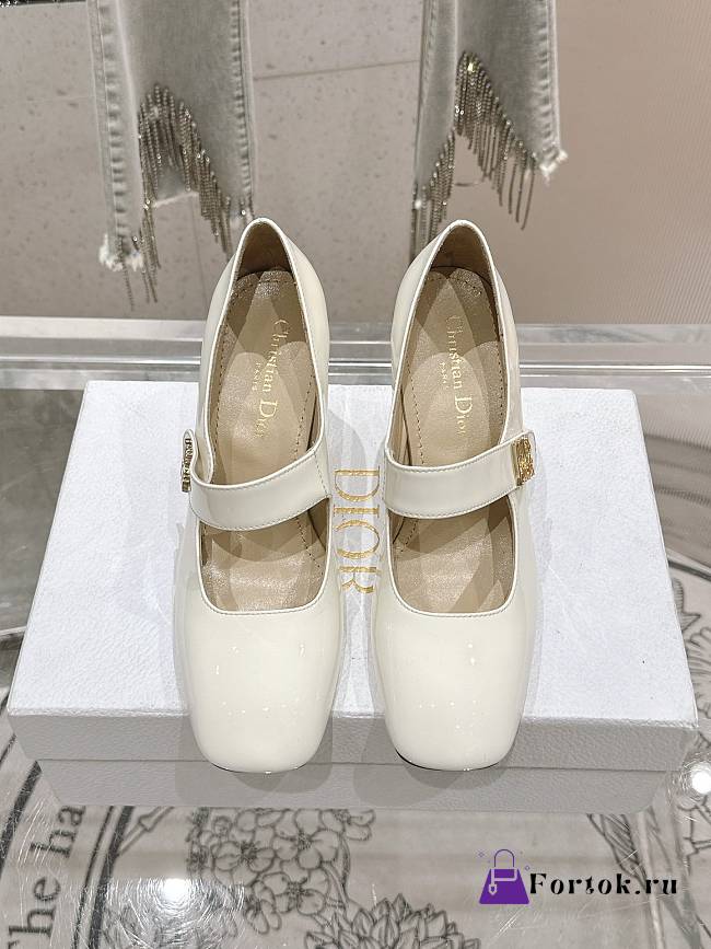 Fortok Dior Miss Dior Ballet Pumps White Patent Leather - 1