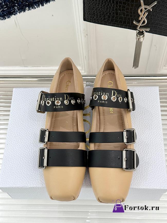 Fortok Dior Punk Ballerina Beige Cotton And Black Calfskin - 1