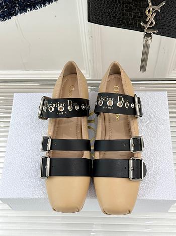 Fortok Dior Punk Ballerina Beige Cotton And Black Calfskin