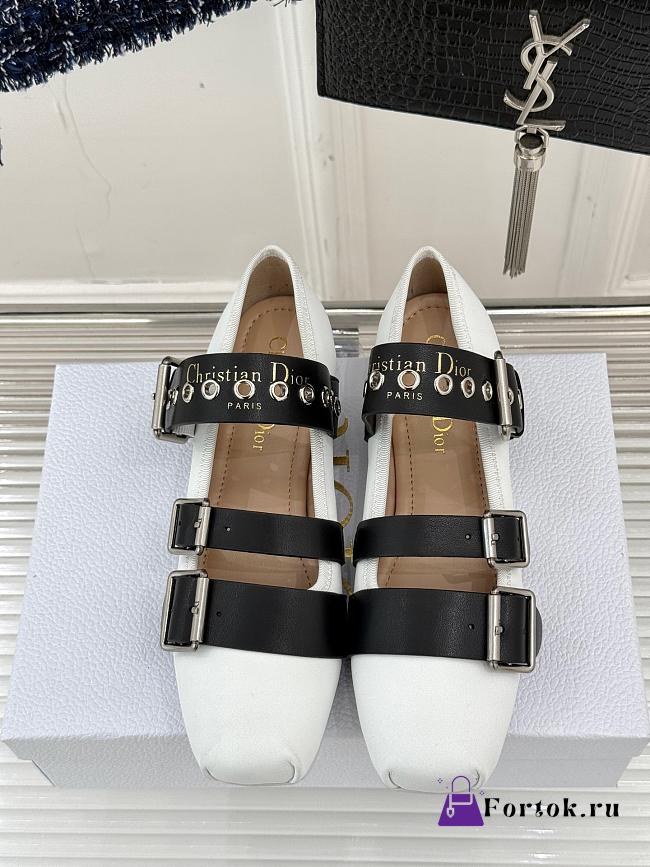 Fortok Dior Punk Ballerina White Cotton And Black Calfskin - 1