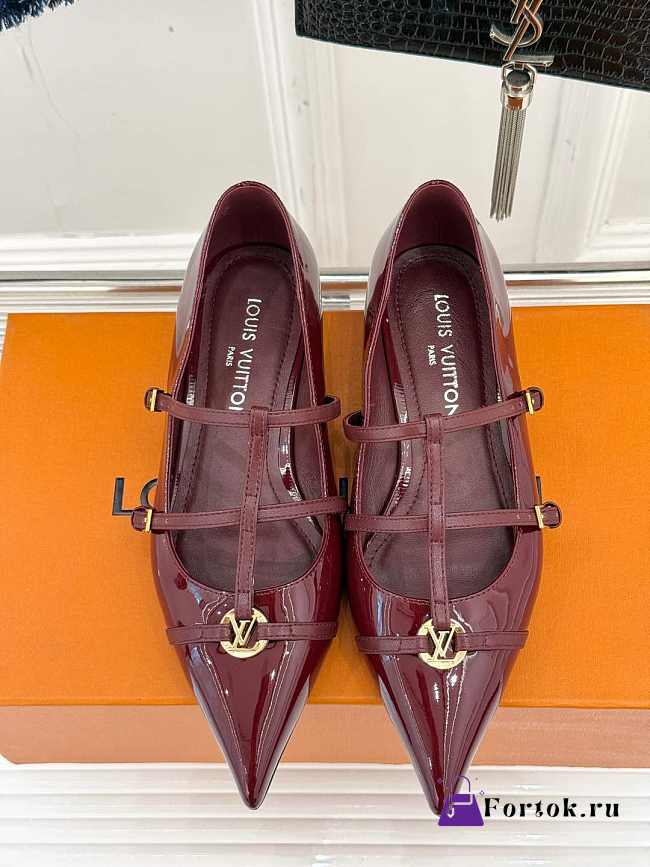 Fortok Louis Vuitton Donkey 25S Mary Jane Shoes Burgundy - 1