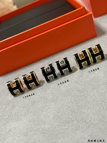 Fortok Hermes Black Linlang Earrings in Gold / Rose Gold / Silver