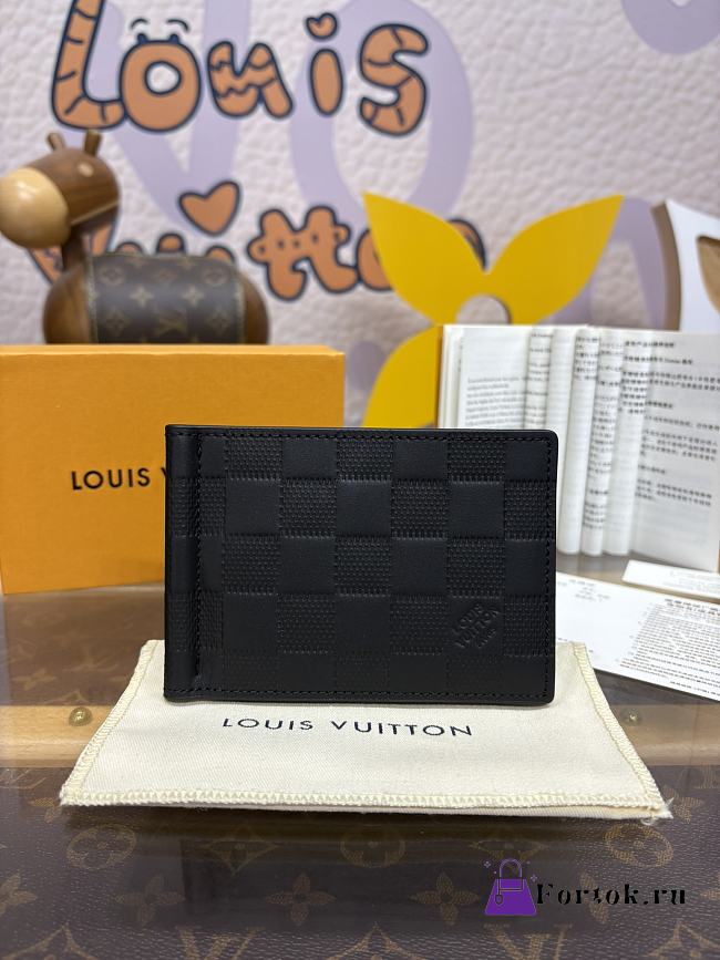 Fortok Louis Vuitton Pince Wallet Black N62978 12x8cm  - 1