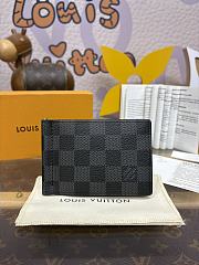Fortok Louis Vuitton Pince Wallet Black & Grey N61000 12x8cm  - 1