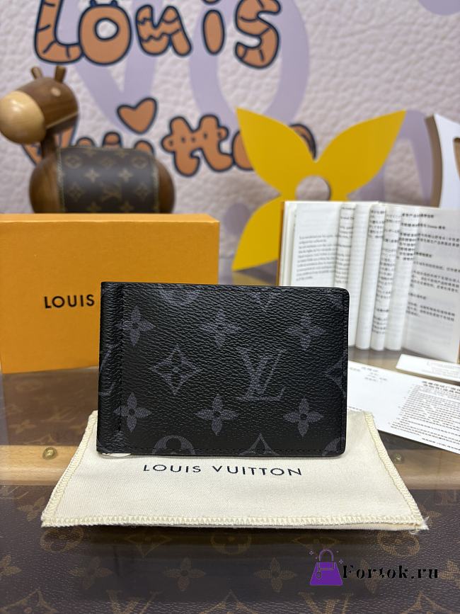 Fortok Louis Vuitton Pince Wallet Black M66543 12x8cm  - 1