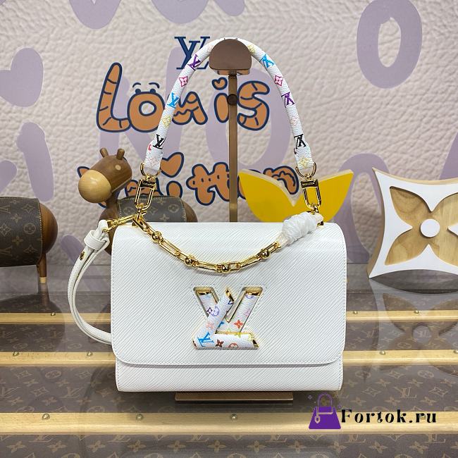 Fortok Louis Vuitton x TM Twist MM Slim Bag White M13678 23x8x16cm - 1