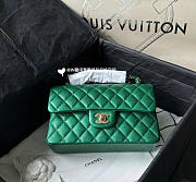 Fortok Chanel Metallic Caviar Quilted Mini Rectangular Flap Green 23x14cm - 1