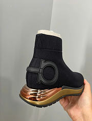 Fortok Salvatore Ferragamo Ladies Gancini Sock Sneakers - 5