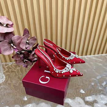 Fortok Gucci Pump With Crystals Red Satin