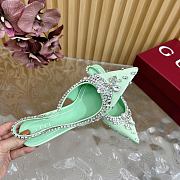 Fortok Gucci Pump With Crystals Green Satin - 6