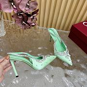 Fortok Gucci Pump With Crystals Green Satin - 3