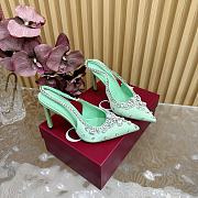 Fortok Gucci Pump With Crystals Green Satin - 2