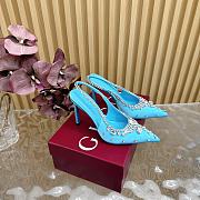 Fortok Gucci Pump With Crystals Blue Satin - 1
