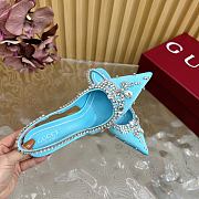 Fortok Gucci Pump With Crystals Blue Satin - 6