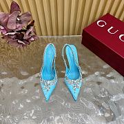 Fortok Gucci Pump With Crystals Blue Satin - 5