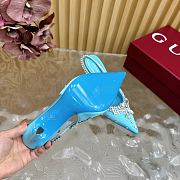 Fortok Gucci Pump With Crystals Blue Satin - 4