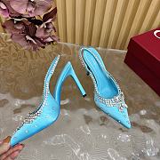 Fortok Gucci Pump With Crystals Blue Satin - 3