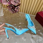 Fortok Gucci Pump With Crystals Blue Satin - 2