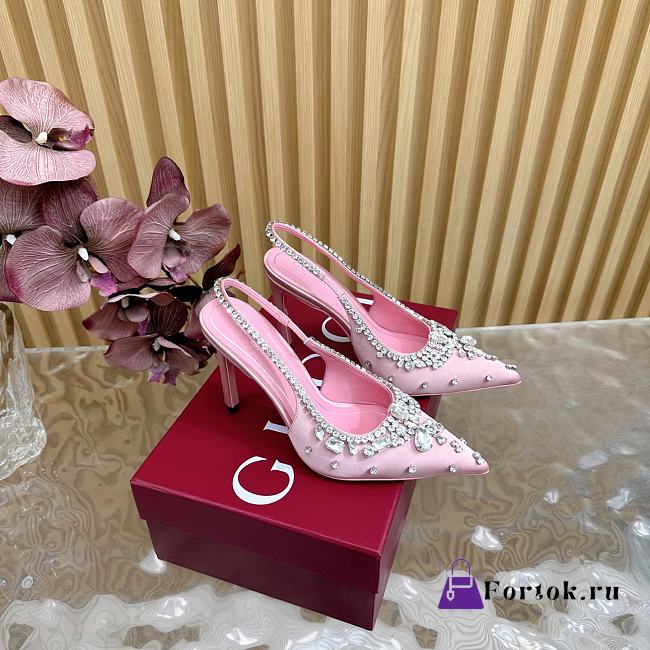 Fortok Gucci Pump With Crystals Light Pink Satin - 1
