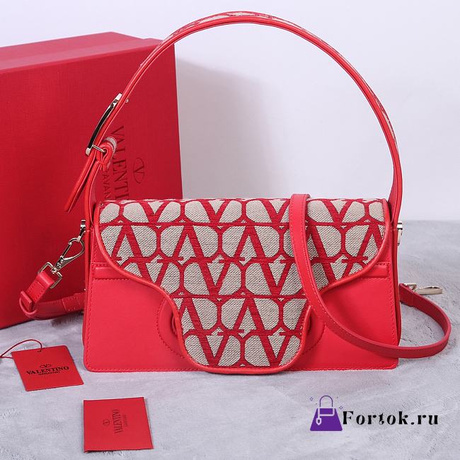 Fortok Valentino Garavani La Grand Deuxieme Toile Shoulder Bag Red 28x25x6cm - 1