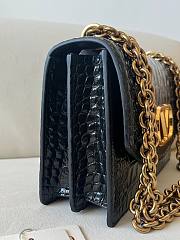Fortok Valentino Garavani Vain Crocodile Pattern Handbag Black 24x16x8cm - 3