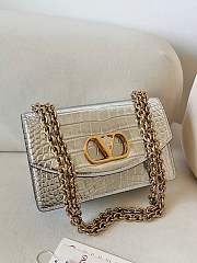  Fortok Valentino Garavani Vain Crocodile Pattern Handbag Silver 24x16x8cm - 5