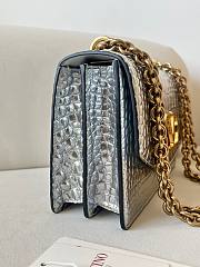 Fortok Valentino Garavani Vain Crocodile Pattern Handbag Silver 24x16x8cm - 2