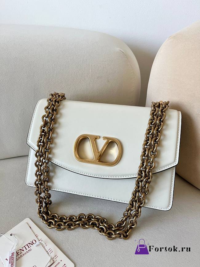  Fortok Valentino Garavani Vain Calfskin Handbag White 24x16x8cm - 1