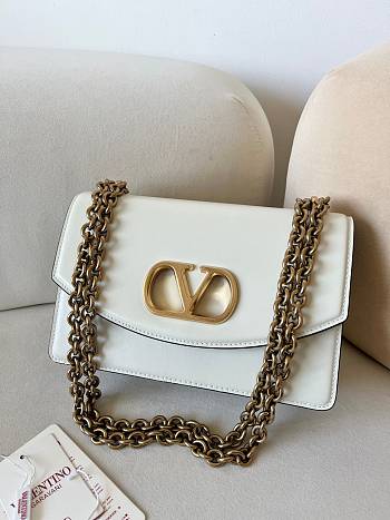  Fortok Valentino Garavani Vain Calfskin Handbag White 24x16x8cm