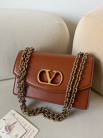 Fortok Valentino Garavani Vain Calfskin Handbag Brown 24x16x8cm