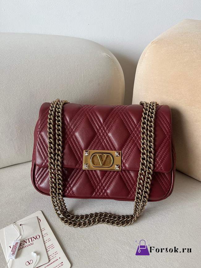 Fortok Valentino Garavani Bag In Burgundy Quilted Lambskin 23x17x8cm - 1