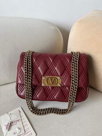 Fortok Valentino Garavani Bag In Burgundy Quilted Lambskin 23x17x8cm