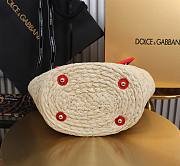 Fortok Dolce & Gabbana Rattan Woven Bag Red Logo 35x26x16cm - 6