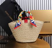 Fortok Dolce & Gabbana Rattan Woven Bag Red Logo 35x26x16cm - 4